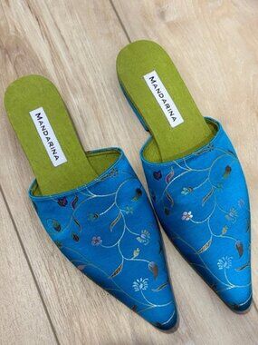 Madarina Blue Silk Blend Mules/Slip on/Slides from the United Kingdom